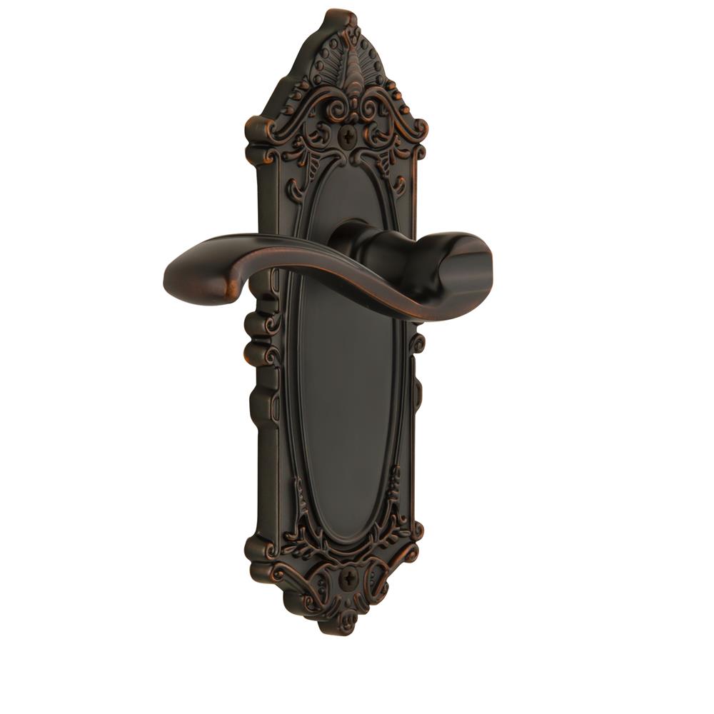 Grandeur by Nostalgic Warehouse GVCPRT Privacy Knob - Grande Victorian Plate with Portofino Lever in Timeless Bronze